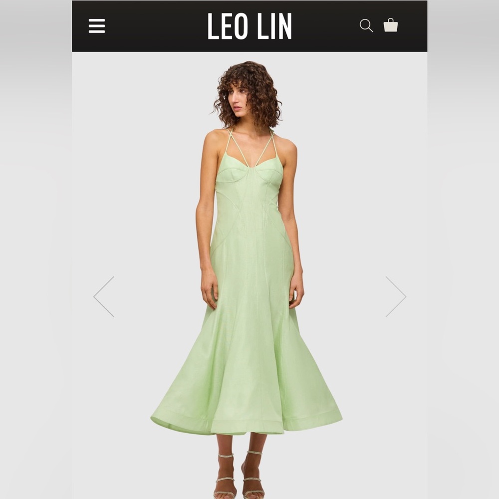 NWT - LEO LIN Gina Slip Midi Dress - Mint SMALL